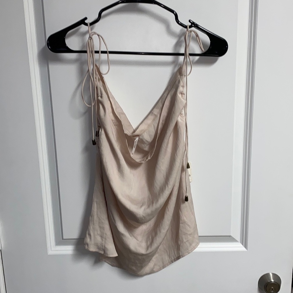 Free People Light Sand Adjustable Tie Tank